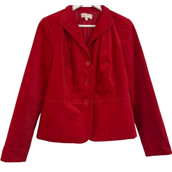 Talbots red velvet three button blazer size 10p - Picture 1 of 9